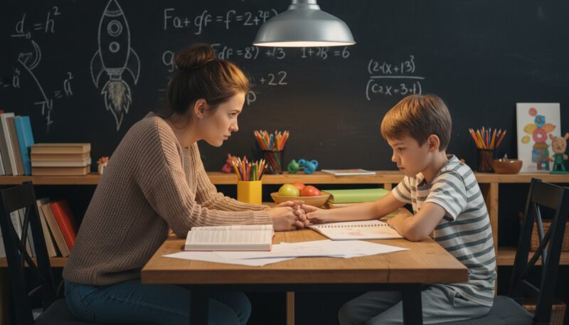 dete razgovara sa roditeljem o školi dete razgovara sa roditeljem o školi
